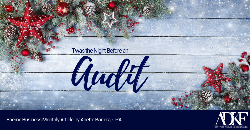 Festive audit-themed holiday graphic