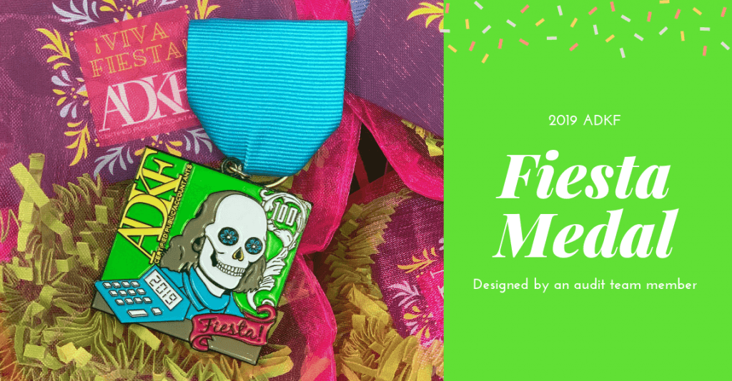 Colorful medal with skull design