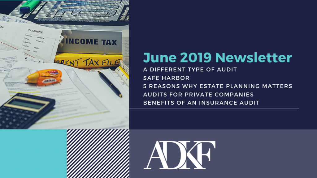 Newsletter about audits and tax planning
