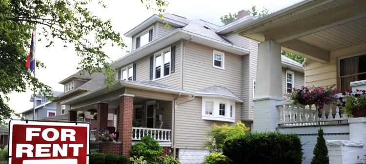 Houses with a 'For Rent' sign