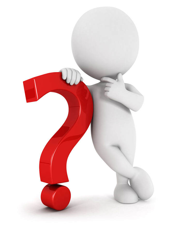 Character pondering next to question mark