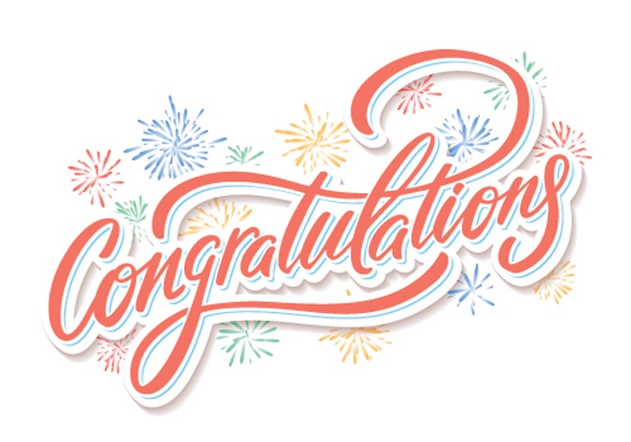Colorful 'Congratulations' with fireworks
