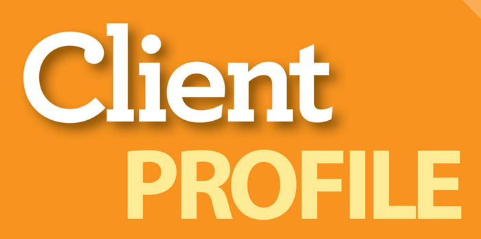 Text: Client Profile on orange background