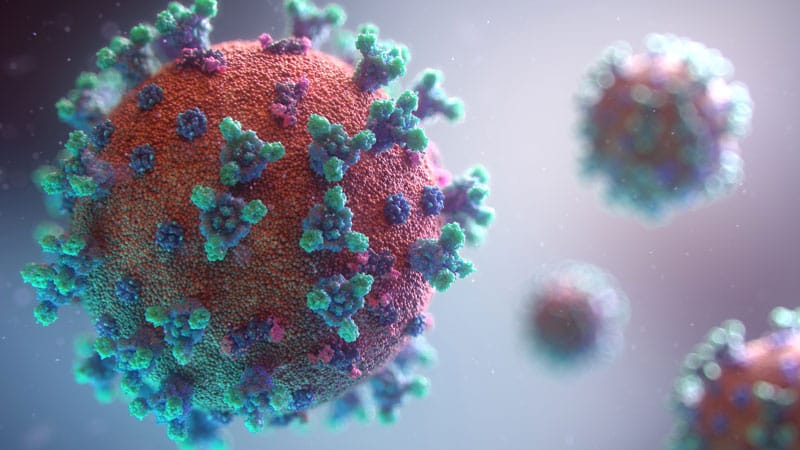 Colorful depiction of virus particles
