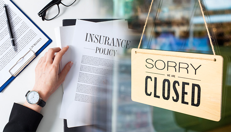 Insurance policy and closed sign