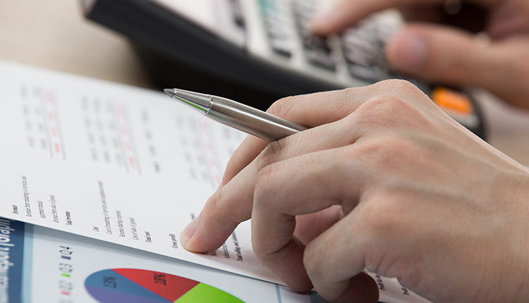 Calculating financial data with documents