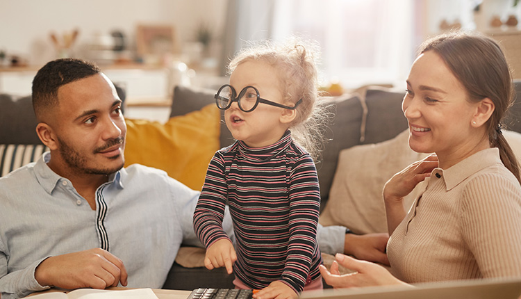 Family interacting at home together.