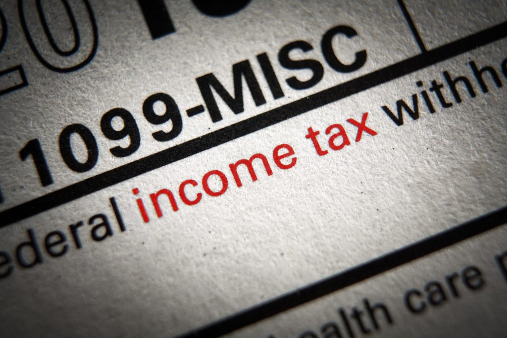Income tax form close-up detail