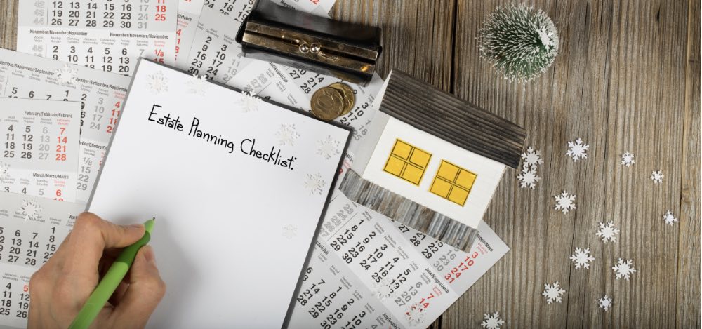 Checklist for estate planning on table