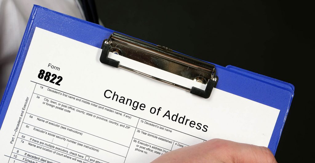 Form for changing address details