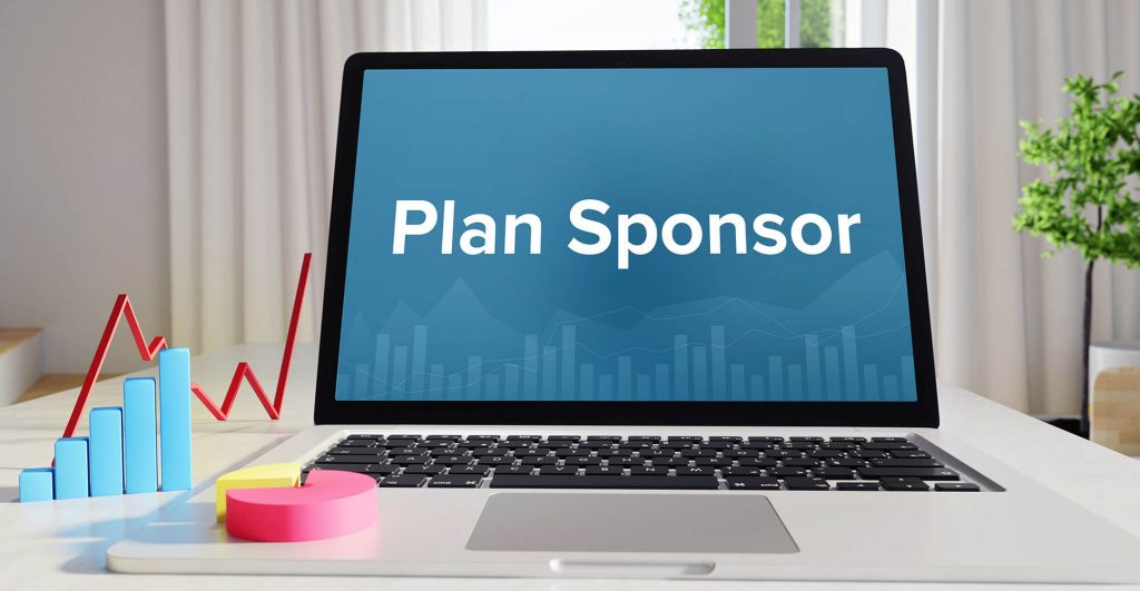 Laptop displaying 'Plan Sponsor' text