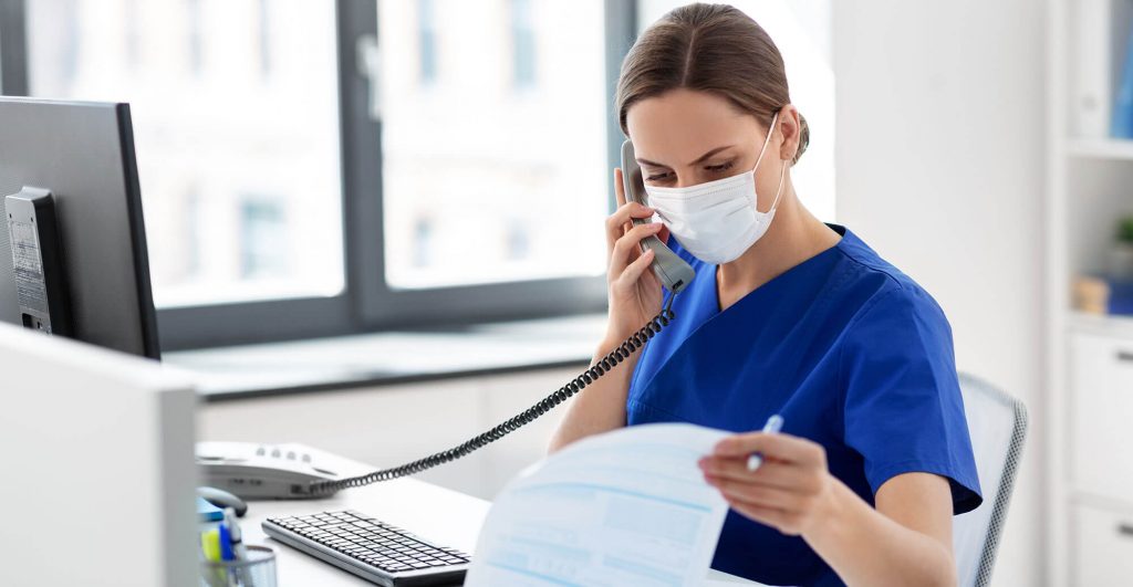 Medical professional on phone call