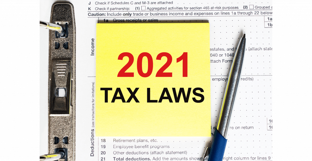 2021 tax laws on sticky note