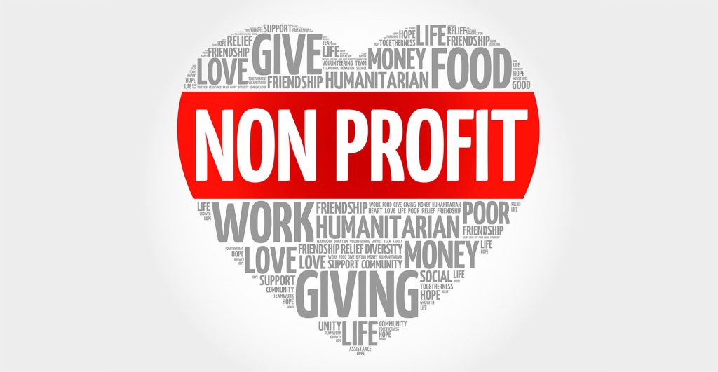 Heart-shaped words promoting non-profit values