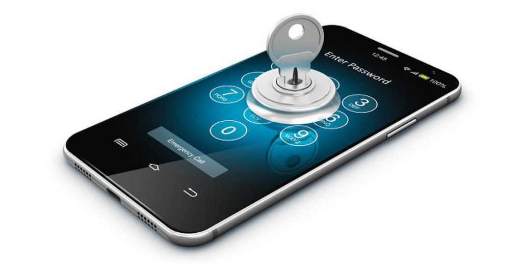 Smartphone with a key symbol overlay