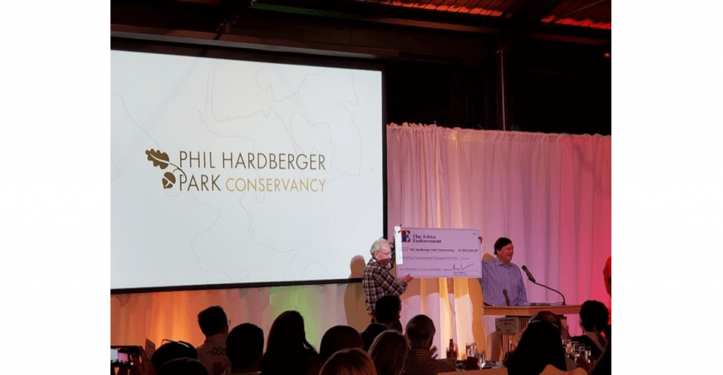 Event presentation with large check