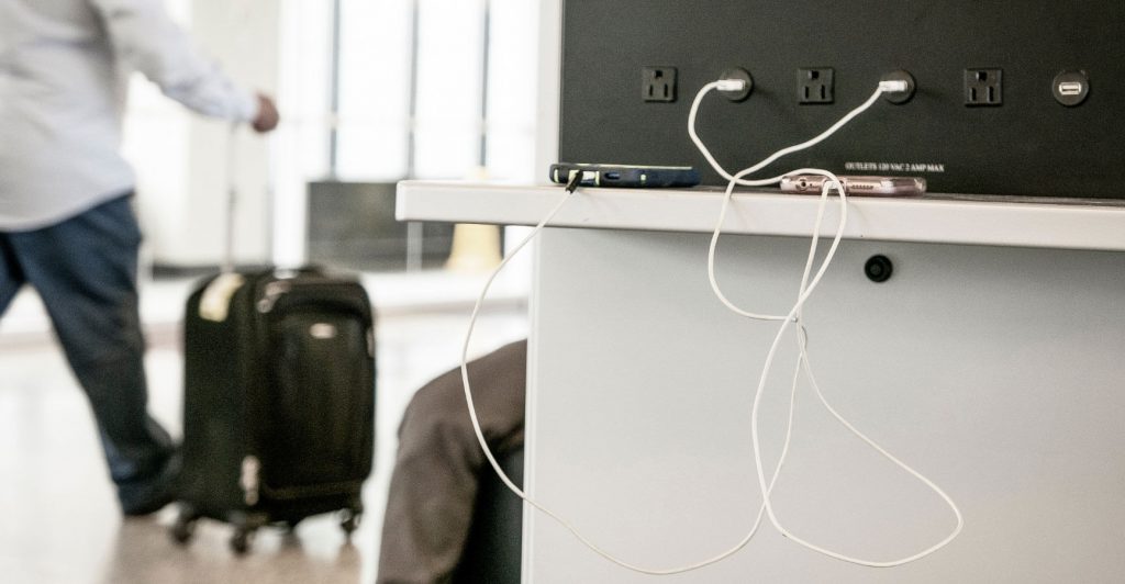 Phone charging at public outlet