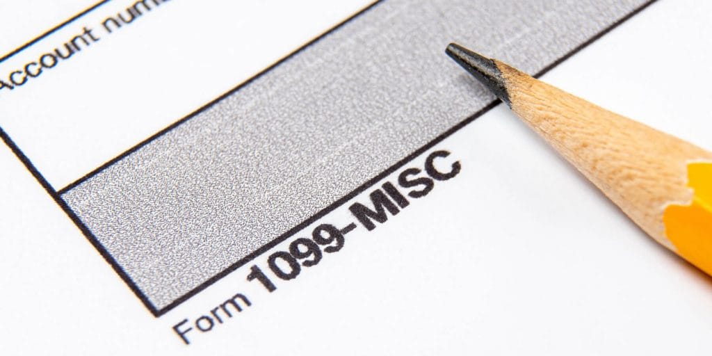 Close-up of 1099-MISC form