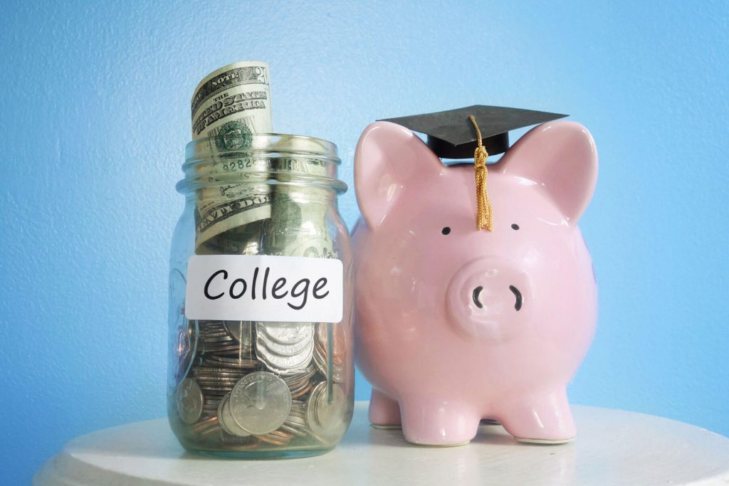 Piggy bank and jar for college savings
