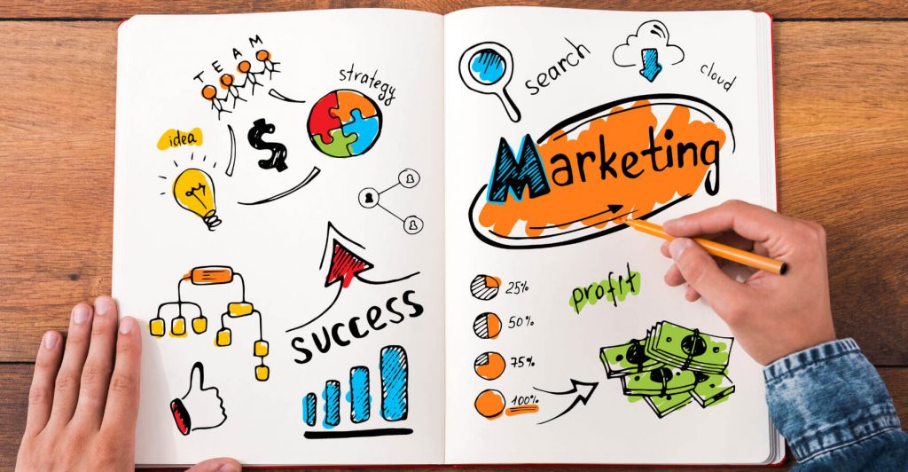 Colorful marketing strategy brainstorming session