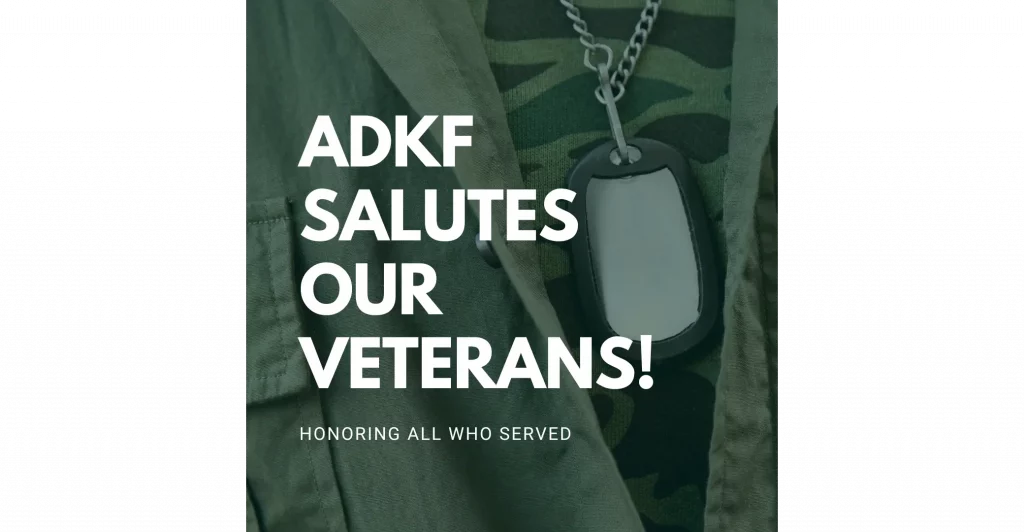 Salute to veterans with dog tags.