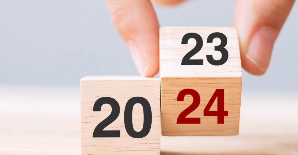 Wooden blocks showing years changing