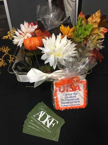Decorative basket with flowers and card