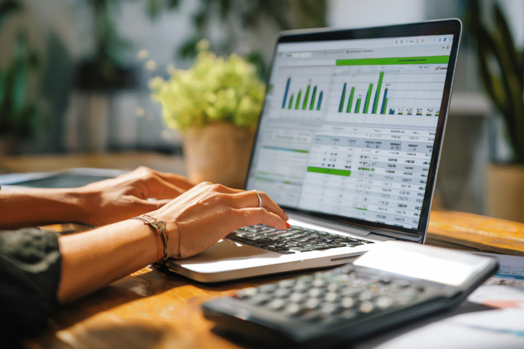 Person working on financial data
