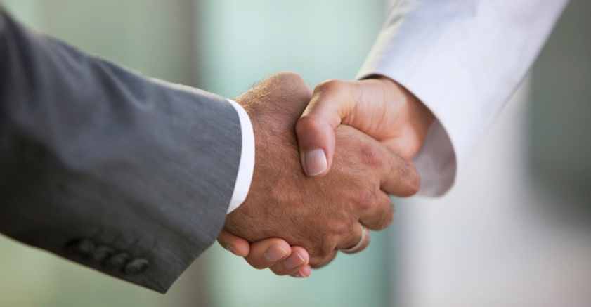 Two hands shaking in agreement