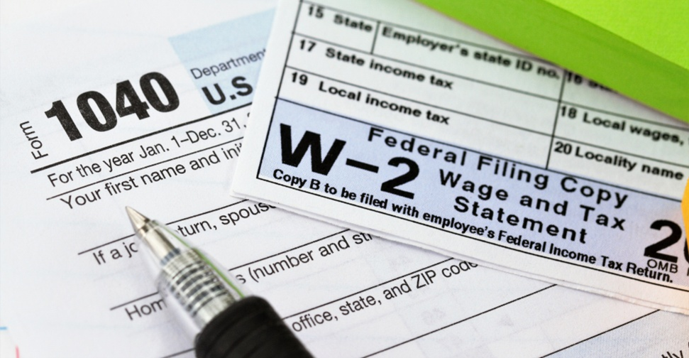 Tax forms and W-2 statement